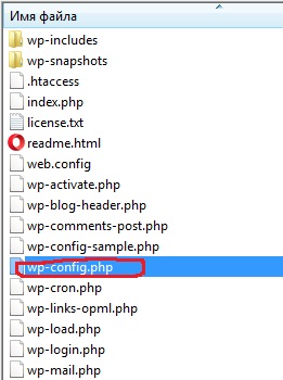 Файл wp-config.php на хостинге