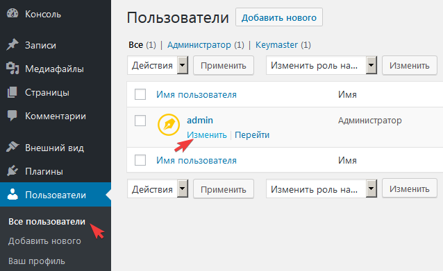 Профиль пользователя WordPress