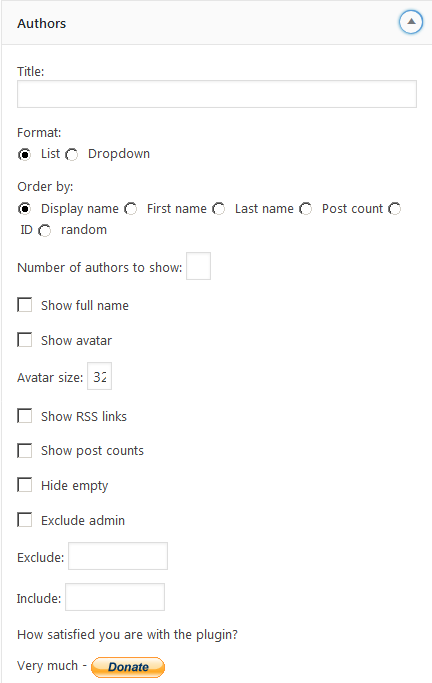 Виджет Authors
