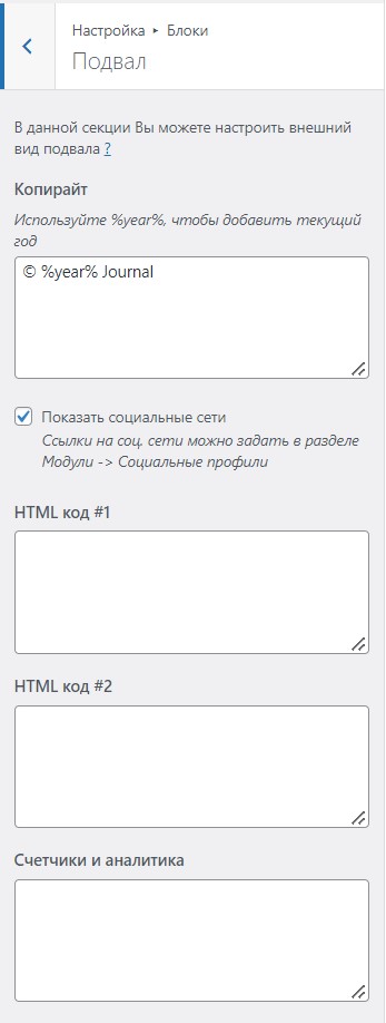 подвал WordPress-шаблона