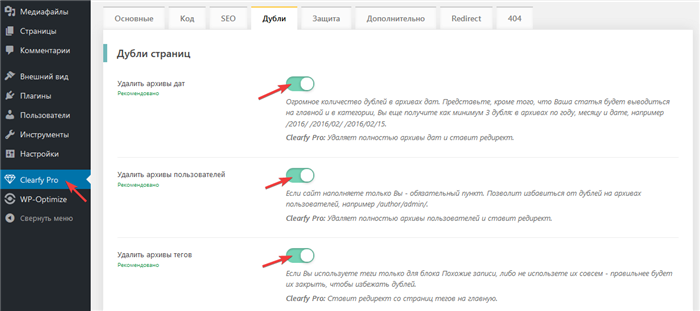 Настройка плагина Clearfy Pro