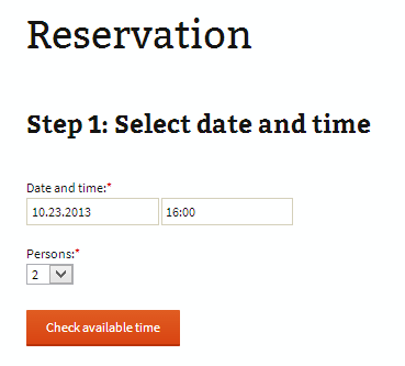 Пример работы плагина ReDi Restaurant Reservation