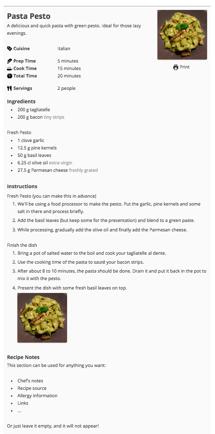 Страница рецепта блюда, созданного с помощью плагина WP Recipe Maker